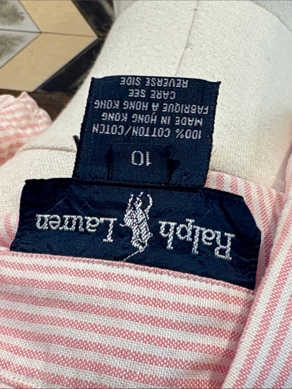Vintage Ralph Lauren Blue Label 90s Pink / White Striped Cotton Polo Dress 10 - Picture 9 of 13